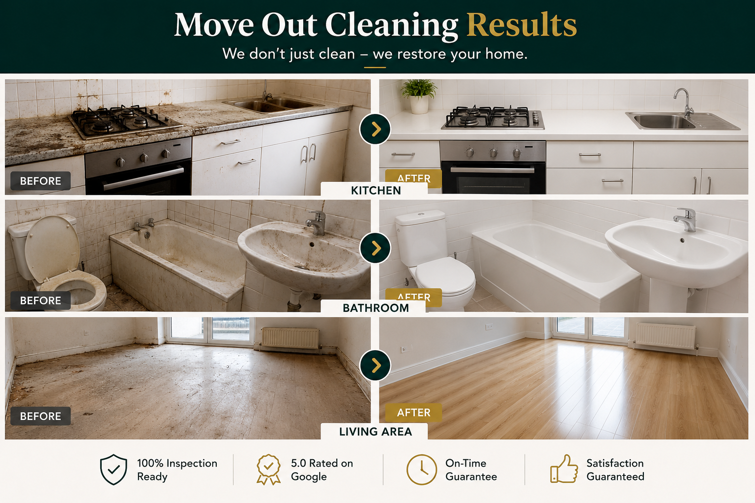 Before and after move out cleaning by Qudus Cleaning Services